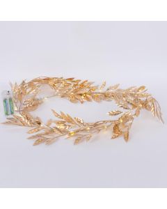 ΦΩΤΙΖΟΜΕΝΗ ΓΙΡΛΑΝΤΑ ME ΧΡΥΣΑ ΦΥΛΛΑ ΕΛΙΑΣ 150cm, 30 ΘΕΡΜΑ ΛΕΥΚΑ MINI LED, ΜΠΑΤΑΡΙΑΣ 2XAA, ΠΡΟΕΚΤΑΣΗ ΠΑΡΟΧΗΣ 50cm, IP20 Eurolamp 600-22549