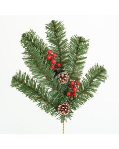 ΚΛΑΔΙ 60cm, ΜΕ ΧΙΟΝΙΣΜΕΝΕΣ ΚΟΥΚΟΥΝΑΡΕΣ ΚΑΙ BERRIES, 6 TIPS (ΠΑΧΟΣ ΤΩΝ TIPS 8cm), ΠΡΑΣΙΝΟ ΧΡΩΜΑ Eurolamp 600-30351