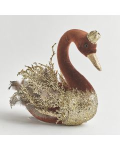 ΒΕΛΟΥΔΙΝΟΣ ΚΥΚΝΟΣ, ΚΑΦΕ, ΜΕ ΧΡΥΣΟ ΓΚΛΙΤΕΡ, 28cm Eurolamp 600-44450