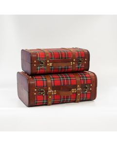 ΥΦΑΣΜΑΤΙΝΗ ΒΑΛΙΤΣΑ, ΚΟΚΚΙΝΟ ΚΑΡΟ, ΣΕΤ 2 ΤΜΧ, 42x28,3x17,5cm ΚΑΙ 36x22,5x13,2cm Eurolamp 600-45728