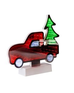 XMAS ΚΑΘΡΕΦΤΗΣ ΑΥΤΟΚΙΝΗΤΟ ΜΕ ΔΕΝΤΡΟ ΜΕ 40 LED ΜΠΑΤΑΡΙΑΣ 3AA KOKKINO ΛΕΥΚΟ & ΠΡΑΣΙΝΟ LED 11x4.5cm IP20 Eurolamp 600-48673