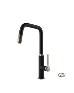 Μπαταρία Νεροχύτη Κουζίνας με Τηλέφωνο Ντους Officine Gessi Inox/Black Matt 60053-599