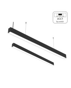 InLight Κρεμαστό φωτιστικό LED 60W 3CCT By Switch από αλουμίνιο σε μαύρη απόχρωση D:180cm 6072-180-BL