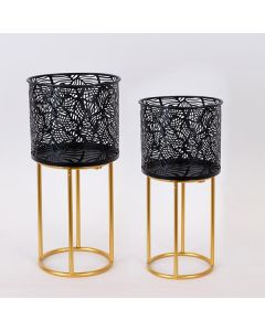S/2 ΚΑΣΠΩ ΜΕΤΑΛΛΙΚΟ ΜΑΥΡΟ - ΧΡΥΣΟ 20x45cm / 18x35cm Eurolamp 752-18090