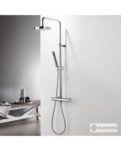 Θερμοστατική Μπαταρία Ντουζιέρας με Κεφαλή και Κολώνα ρυθμιζόμενου ύψους Thermo Round Eurorama Chrome 615065-100