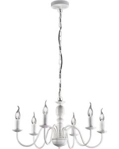 Πολυέλαιος Εξάφωτος Κρεμαστό Ø60εκ. Λευκό Μέταλλο Perenz 6262B