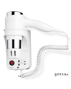 Σεσουάρ 3 ταχυτήτων 1600w με πριζα ξυρ.μηχ. Geesa Chrome/White 6476-100300