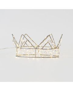 ΦΩΤΙΖΟΜΕΝΗ ΚΟΡΩΝΑ 21Χ9 ΜΕ ΚΡΥΣΤΑΛΛΑΚΙΑ, 70 MINI LED, ΜΠΑΤΑΡΙΑΣ, ΜΕ ΧΡΟΝΟΔΙΑΚΟΠΤΗ, ΑΣΗΜΙ ΧΑΛΚINO ΚΑΛΩΔΙΟ, ΘΕΡΜΟ ΛΕΥΚΟ LED, ΠΡΟΕΚΤΑΣΗ ΠΑΡΟΧΗΣ 50cm, IP20 Eurolamp 600-22482