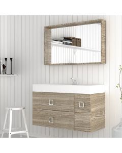 Orabella Touch 101 με μια Πόρτα και δύο Συρτάρια - Κρεμαστό Έπιπλο Μπάνιου με πορσελάνινο νιπτήρα Tecla και καθρέπτη Infinity 100 1000002662-F60168