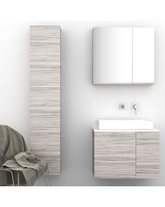 Orabella Solid Surface 70 με μια Πόρτα και δύο Συρτάρια - Κρεμαστό Έπιπλο Μπάνιου για επικαθήμενο νιπτήρα και καθρέπτης ντουλάπι 1000002664-F60175