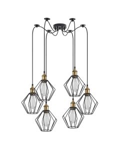 SE21-BR-10-BL6-GR1 MAGNUM Bronze Metal Pendant Black Metal Grid with Black Fabric Cable+ HOMELIGHTING 77-8704