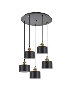SE21-BR-10-5BL-MS1 MAGNUM BRONZE  Black Metal Shade Pendant+ HOMELIGHTING 77-8765