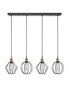 SE21-BR-10-4BL-GR12 MAGNUM FLEX Bronze Metal Pendant Black Metal Grid+ HOMELIGHTING 77-8967