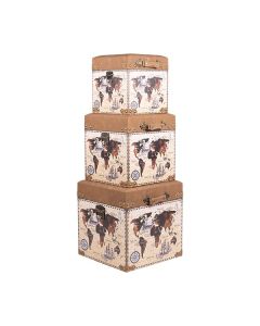 S/3 ΜΠΑΟΥΛΑ PU ΧΑΡΤΗΣ ΚΑΦΕ - ΜΠΕΖ 40x40x40cm / 34x34x34cm / 28x28x28cm Eurolamp 810-00273