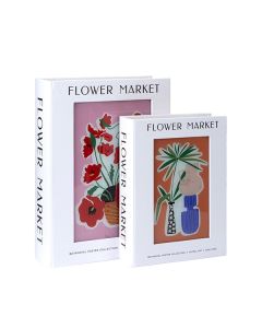 S/2 ΚΟΥΤΙΑ ΒΙΒΛΙΑ ΜΕ ΓΥΑΛΙ FLOWER MARKET ΞΥΛΙΝΑ ΠΟΛΥΧΡΩΜΑ 25x7x34 / 20x5.5x27cm Eurolamp 819-01939