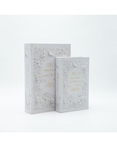 S/2 ΚΟΥΤΙ ΒΙΒΛΙΟ ΞΥΛΙΝΟ ΛΕΥΚΟ 30x21x7cm / 24x16x5cm Eurolamp 819-01348