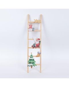 ΞΥΛΙΝΗ ΔΙΑΚΟΣΜΗΤΙΚΗ ΣΚΑΛΑ ΜΕ ΑΓΙΟ ΒΑΣΙΛΗ ΚΑΙ ΚΑΡΔΟΥΛΑ, 2.5x14.5x60cm Eurolamp 600-46087