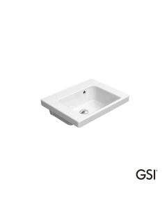 Νιπτήρας Πορσελάνης Norm 50x40 Χωρίς Οπή Μπαταρίας (1 προχαραγμένη) GSI White 8630-300
