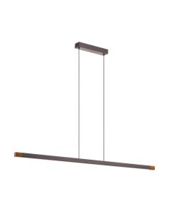 Φωτιστικό Κρεμαστό Ράγα L1260xB35xH1100mm Led 22w 2500lm Warm White Μέταλλο Γκρι-Ξύλο Eglo Lisciana 900175