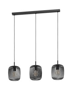 Eglo Romazzina Μοντέρνο Κρεμαστό Φωτιστικό Τρίφωτο Ράγα με Ντουί E27 σε Μαύρο Χρώμα 900495