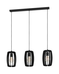 Eglo Bajazzara Μοντέρνο Κρεμαστό Φωτιστικό Τρίφωτο Ράγα με Ντουί E27 σε Μαύρο Χρώμα 900505