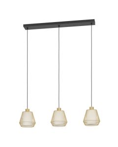 Κρεμαστό Φωτιστικό L88xH110cm Μαύρο-Χρυσαφί Τρίφωτο 3xE27 Eglo Ciudadela 900897