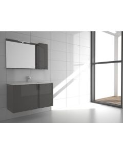 Σετ Έπιπλο Μπάνιου Βάση 100*43 εκ. Λάκα Μολυβί Γυαλιστερή -Νιπτήρας Linea 100-Καθρέπτης Hermes Savvopoulos Luxury Amazon 002