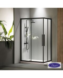 Καμπίνα ντουζιέρας Γωνιακής Εισόδου Corner Entry 80x80 (77-79 εκ.), Devon Flow Clean Glass Black Matt CF80C-400