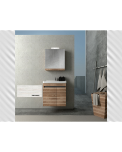 Σετ Έπιπλο Μπάνιου Βάση Π60xΥ60xΒ38 εκ.MDF Μελαμίνη Pine White,Νιπτήρας-Καθρέπτης-Φωτιστικό Savvopoulos Luxury City 001