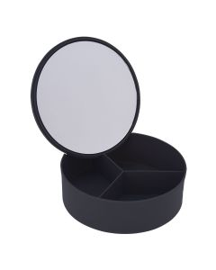 Κουτί Αποθήκευσης PP με Καθρέπτη Φ15x5.5cm Black-3C MRShome DF-0060001