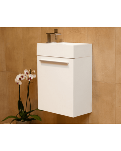 Σετ Έπιπλο Μπάνιου-Νιπτήρα τύπου Corian 40 εκ.-Καθρέπτη 40*120 εκ.,Χρώμα Λευκή Λάκα Γυαλιστερή ECO-40 FT21.040.001P