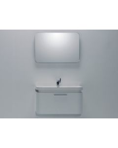 Σετ Έπιπλο Μπάνιου 90εκ.-Νιτπήρας -Καθρέπτης, Λευκή Λάκα Γυαλιστερή ECO-90 FT21.090.013