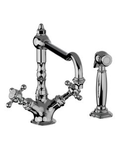 Horus Julia Victoria Julia Victoria Classic Collection - Mono Kitchen Mixer, with Deck Side Handspray / No Waste - Polished Nickel 01.123-NB