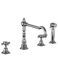 Horus Julia Victoria Julia Victoria Classic Collection - 3-hole Kitchen Mixer with Deck Side Handspray / No Waste - Chrome 01.124-CH