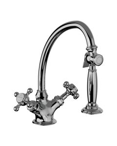 Horus Éloise Classic Collection - Mono Kitchen Mixer, with Deck Side Handspray / No Waste - Polished Nickel 02.123-NB