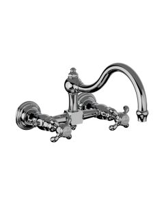 Horus Montmartre Classic Collection - 2 Hole Wall Mounted Kitchen Mixer / No Waste - Polished Nickel 07.102-NB