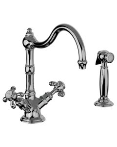 Horus Montmartre Classic Collection - Mono Kitchen Mixer with Deck Side Handspray / No Waste - Chrome 07.123-CH