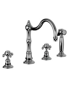 Horus Montmartre Classic Collection - 3-hole Kitchen Mixer with Deck Side Handspray / No Waste - Polished Nickel 07.124-NB