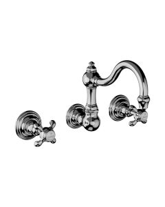 Horus Montmartre Classic Collection - Wall Mounted 3 Hole Basin Set for Splashback Basin with Waste, No Plug - Matt Nickel 07.272-NM