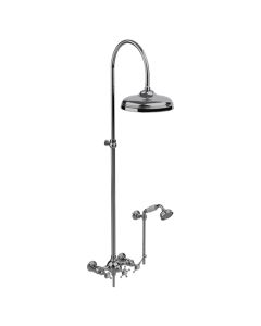 Horus Anthea Classic Collection - Complete Wall Shower Mixer Centers 175 ± 30 Mm, Showerhead Ø 220 Mm - Polished Nickel 10.544-NB