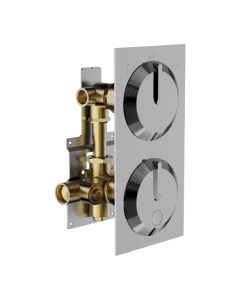 Horus Nouvelle Vague “part of Contemporary Collection - Complete Thermostatic Mixing Valve with 1 Shut Off / Diverter Control 2 Outlets - Chrome 40.580-CH