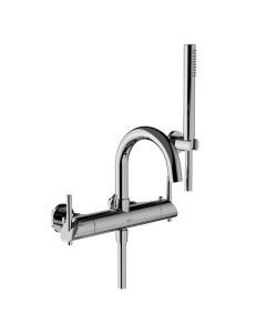 Horus Minoé Contemporary Collection - Complete Set : Complete Exposed Thermostatic Wall Bath-shower Mixer - Satin Brass 49.714-LS