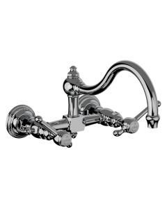 Horus Montmartre Classic Collection - 2 Hole Wall Mounted Kitchen Mixer / No Waste - Polished Nickel 50.102-NB