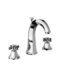 Horus Ascott Classic Collection - 3 Hole Basin Set High Spout with Pop-up Waste, Flexible Hoses. - Polished Nickel 62.261-NB