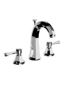 Horus Ascott Classic Collection - 3 Hole Bassin Set High Spout with Pop-up Waste, Flexible Hoses - Polished Nickel 65.261-NB