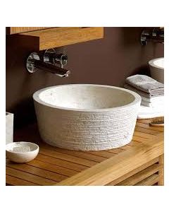 Νιπτήρας Πέτρινος Επιτραπέζιος Bati Jaya Μπεζ Ø40*15cm