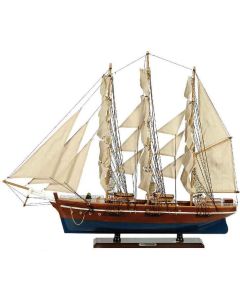 Ξύλινο Παραδοσιακό Καράβι 70 x 13 x 60 (H) cm, Χρώμα Καφέ-Μπλέ Lianos 31114