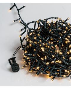 1500Led Φωτάκια Με Επέκταση Και Μετασχηματιστή ,Πράσινο Καλώδιο/Θερμό Λαμπάκι , (3cm Απόσταση) 45 Μέτρα , (Kelvin 2.500 - 3.000) Με Καρούλι Αποθήκευσης Lianos 62332