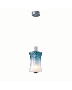 Φωτιστικό Κρεμαστό Μονόφωτο 15xH180cm Led 4w 220lm 3000K Χειροποίητο Γυαλί Μπλε-Λεπτομέρειες Γραφίτη Sun Light PAUL-1P-BL