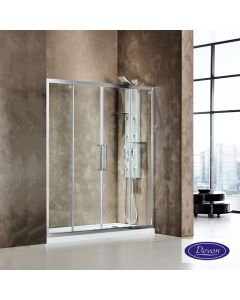 Συρόμενη διπλή πόρτα καμπίνας ντουζιέρας Primus Plus 180 ύψους 195εκ.  ρυθμιζόμενη από 177 έως 181εκ. Devon Clean Glass Chrome SL2T180C-100